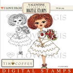 Valentine Girl Digital Stamps