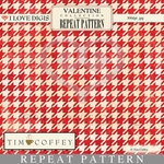 Valentine Digital Repeat Pattern #16 Hounds-tooth Red